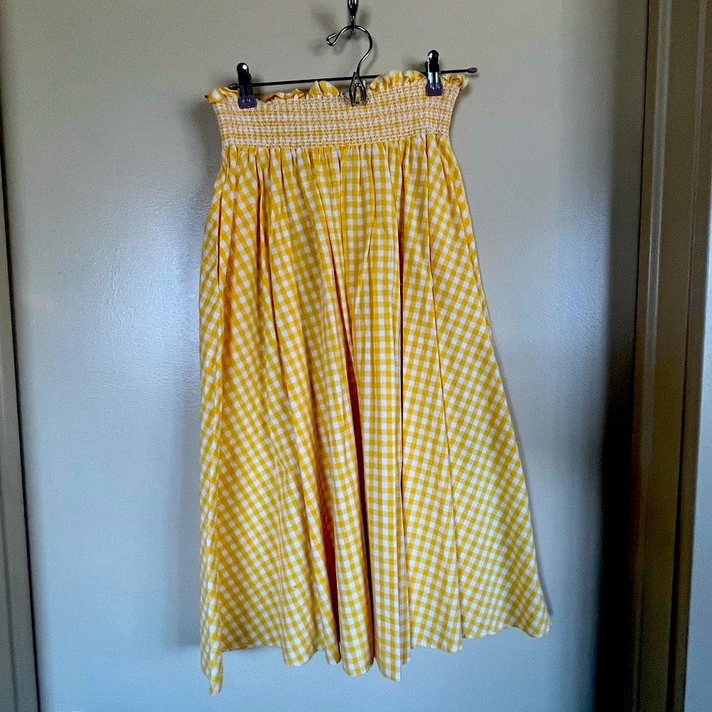 Zara Woman gingham midi skirt & cropped tube top